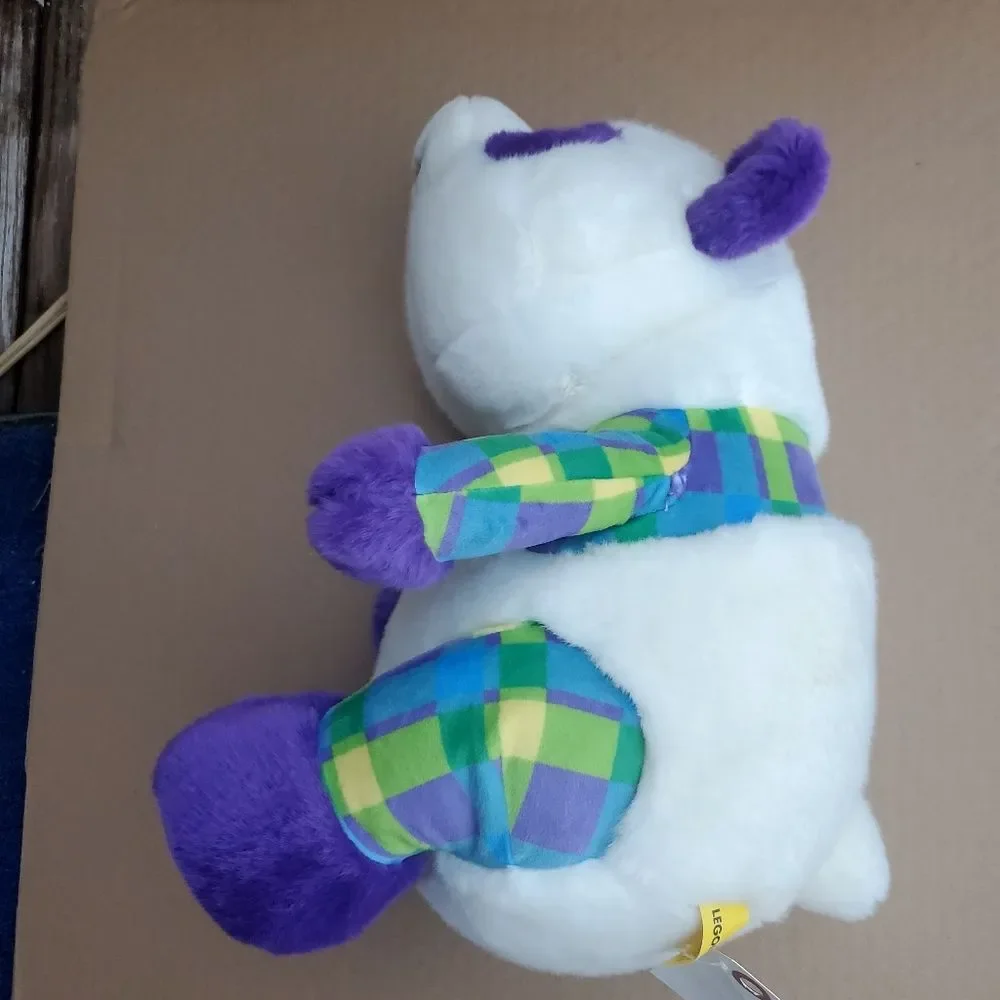 Legoland Purple Panda Plush – Aurora 12” Stuffed Animal with Plaid Shirt